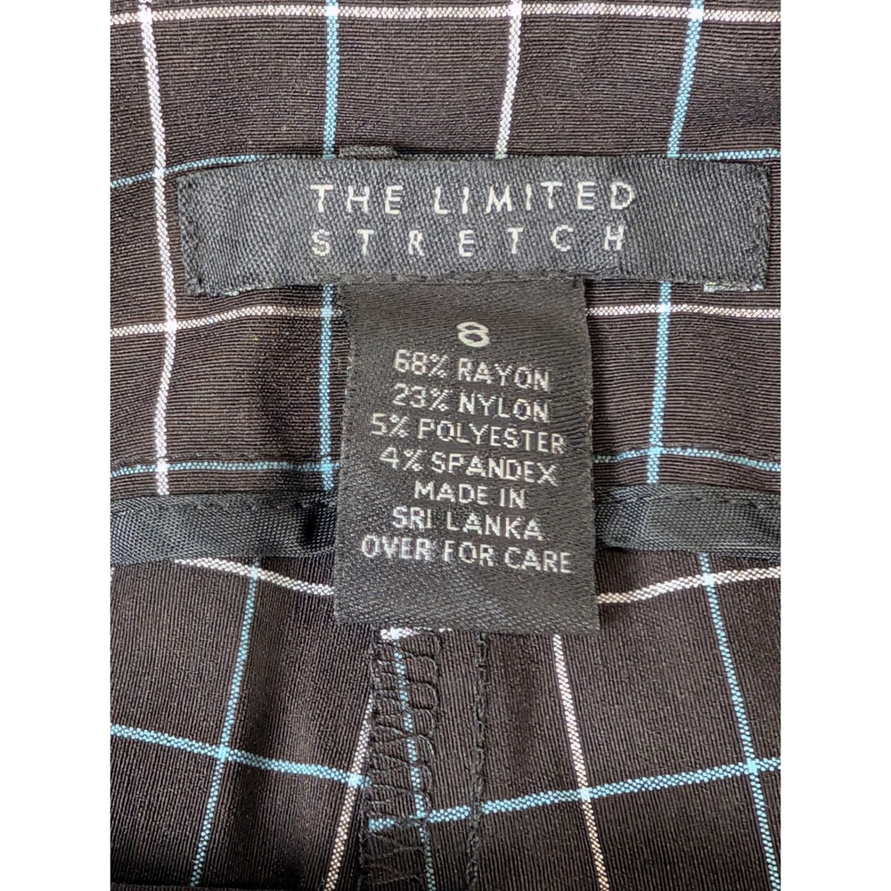 The Limited Stretch Black Windowpane Plaid Dress Pants Bootcut Trousers Size 8 - Picture 3 of 10